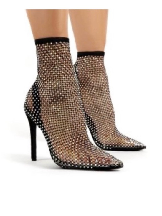 Public Desire Shoes - Rhinestone Mesh Booties